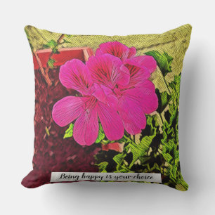 Green Foliage Watercolor Flowers Cushion