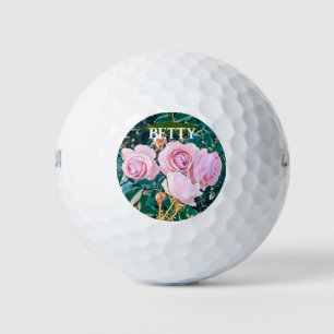 Green Foliage Watercolor Flowers  Golf Balls