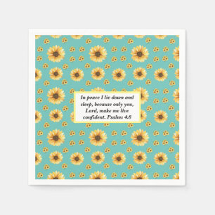Green Foliage Watercolor Flowers Napkin