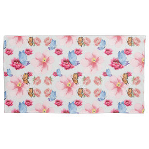 Green Foliage Watercolor Flowers  Pillowcase