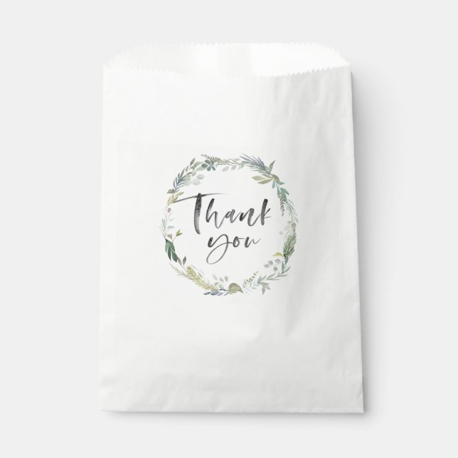 Green Foliage Wedding Favor Paper Bags (Front)