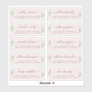 Green Foliage Wedding Guest Address Labels