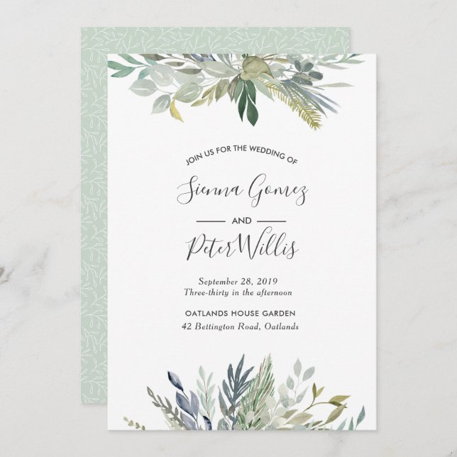 Green Foliage Wedding invitation (Front/Back)