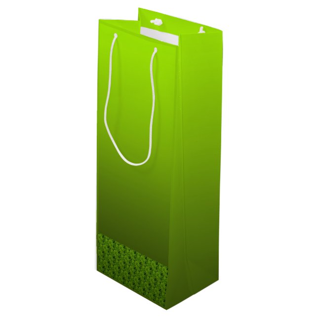 Green Foliage Wine Gift Bag (Front Angled)