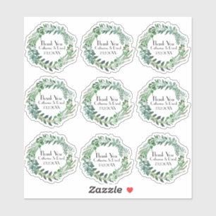 Green Foliage Wreath Thank You Set