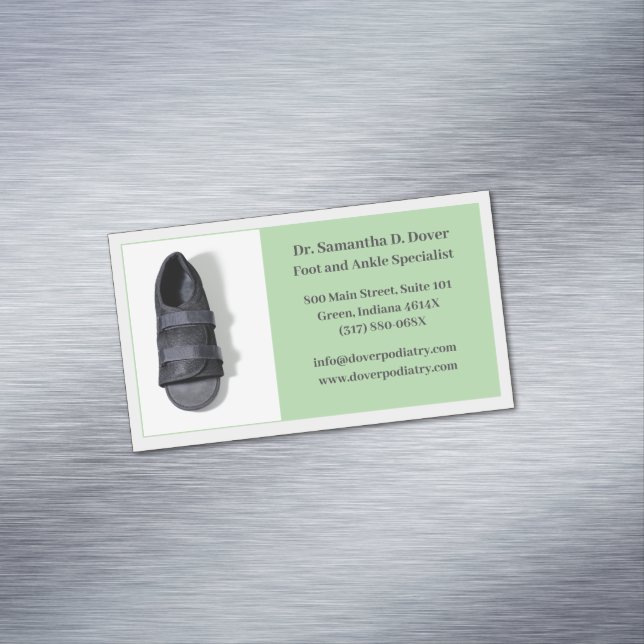 Green Foot Doctor Podiatry Podiatrist Medical Magnetic Business Card (In Situ)