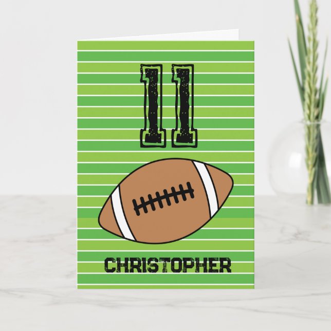Green Football 11th Birthday Card (Front)