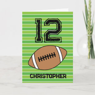 Green Football 12th Birthday Card