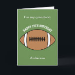 Green Football 13th Birthday Grandson Card<br><div class="desc">A green personalised football 13 birthday grandson card,  which you can easily personalise with his age and name. The inside reads a birthday message,  which you can easily edit as well. You can personalise the back of this football birthday card with the year.</div>