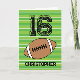 Green Football 16th Birthday Card