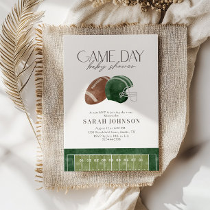 Green Football Game Day Baby Shower Invitation