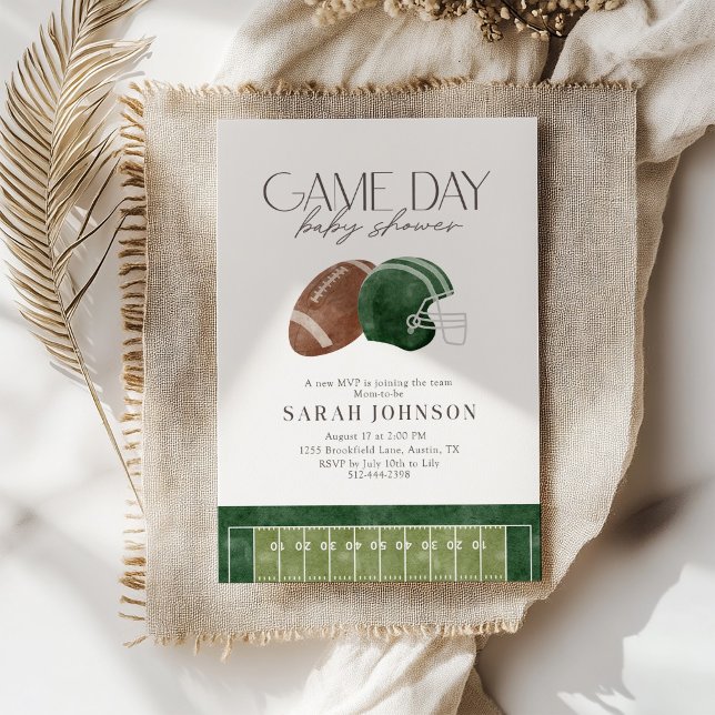 Green Football Game Day Baby Shower Invitation  (Creator Uploaded)