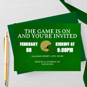 Green Football Game Night Invitation