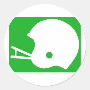 Green Football Helmet Logo Classic Round Sticker