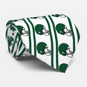 Green Football Helmet on White Necktie
