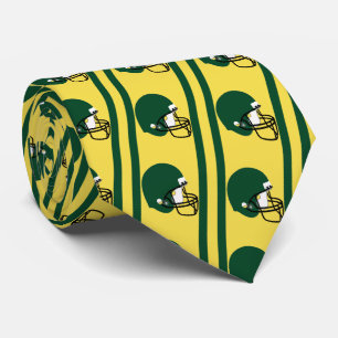 Green Football Helmet on Yellow/Gold Necktie