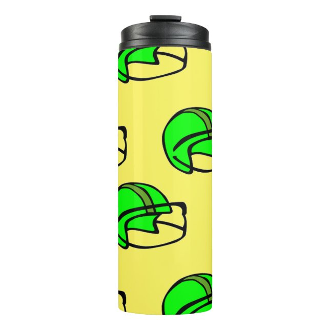 Green football helmet thermal tumbler (Front)