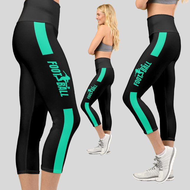 Green Football Player Girl Birthday  Football Team Capri Leggings (Creator Uploaded)