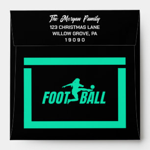 Green Football Player Girl, Birthday Girl Team  Envelope