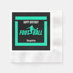 Green Football Player Girl, Birthday Girl Team Napkin
