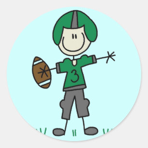Green Football Player  T-shirts and Gifts Classic Round Sticker
