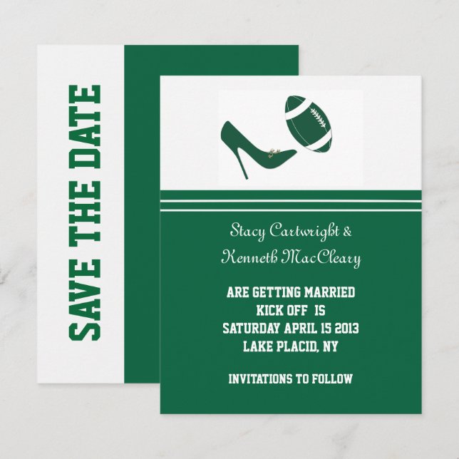 Green Football Save The Date Announcement  (Front/Back)