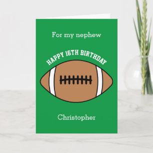 Green Football Sport 16th Birthday Card