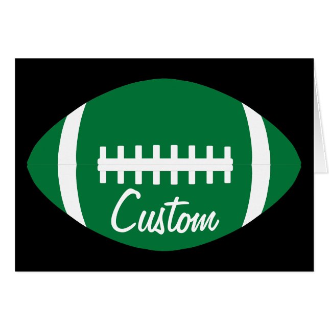 Green Football Team Party Custom Text Greetin Card (Front Horizontal)