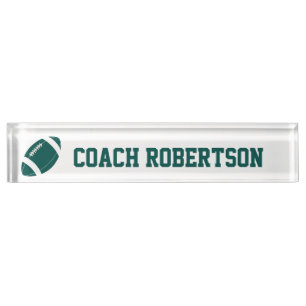 Green Football Themed Personalised Nameplate