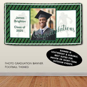 Green Football Themed Photo Graduation Banner