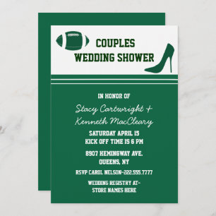 Green Football Themed Wedding Shower Invitation