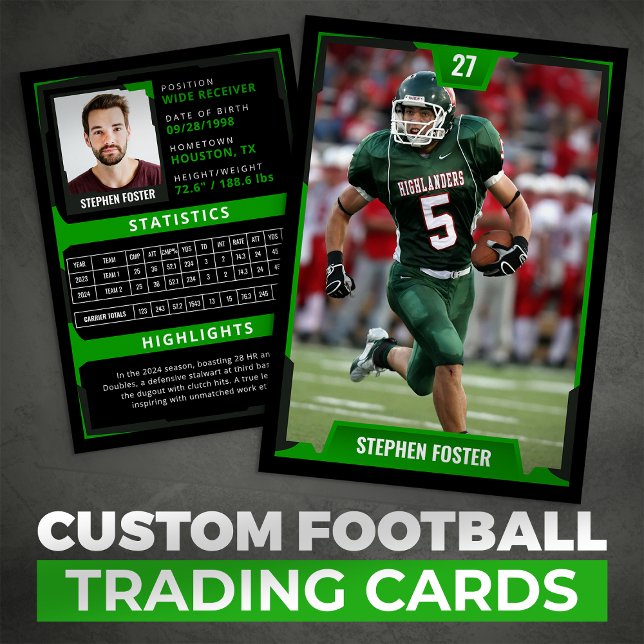 Green Football Trading Card Football Player Photo (Creator Uploaded)