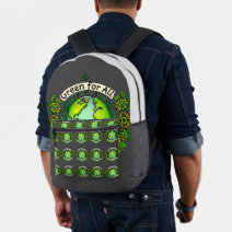 Green for All, Love for All – Earth Harmony Printed Backpack