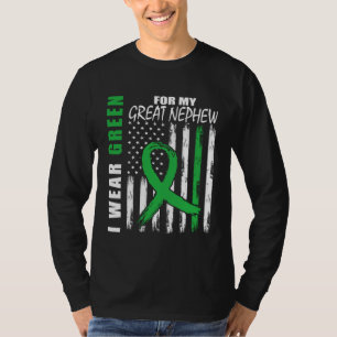 Green For Great Nephew Kidney Disease Awareness Fl T-Shirt