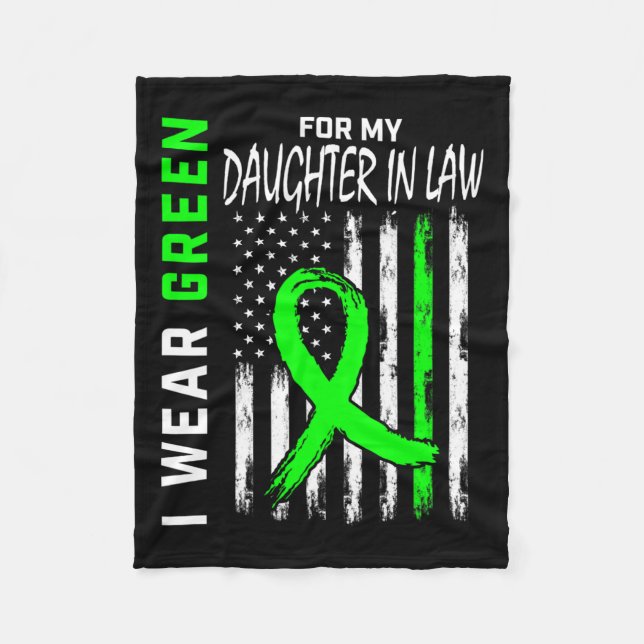 Green For My Daughter In Law Kidney Disease Awaren Fleece Blanket (Front)