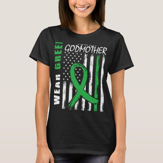 Green For My Godmother Kidney Disease Awareness Fl T-Shirt (Front)