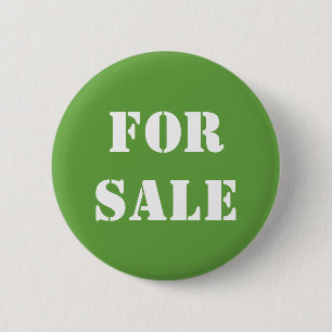 Green FOR SALE Typography 6 Cm Round Badge