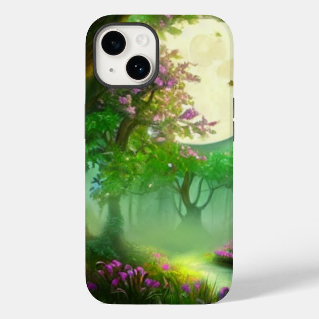 Green forest and full moon Case-Mate iPhone case (Back)