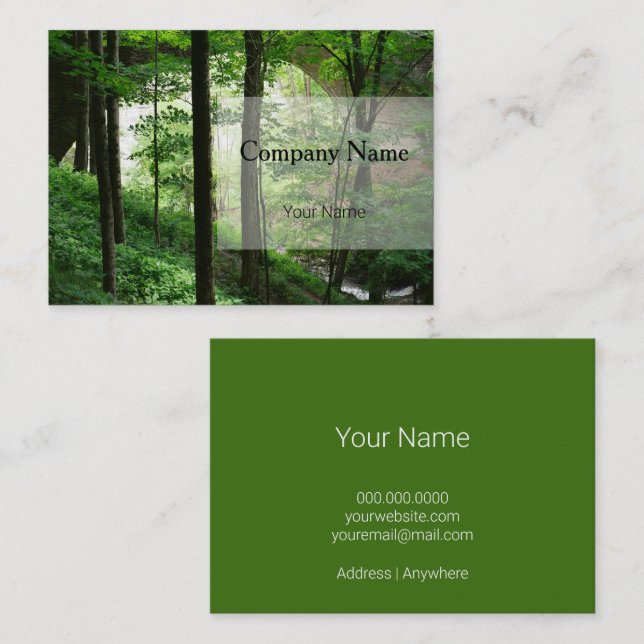 Green Forest Bridge Business Cards (Front/Back)