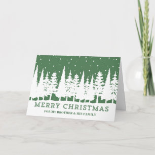 Green Forest Brother & Family Christmas Card