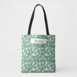 Green Forest Ferns On White Background Tote Bag