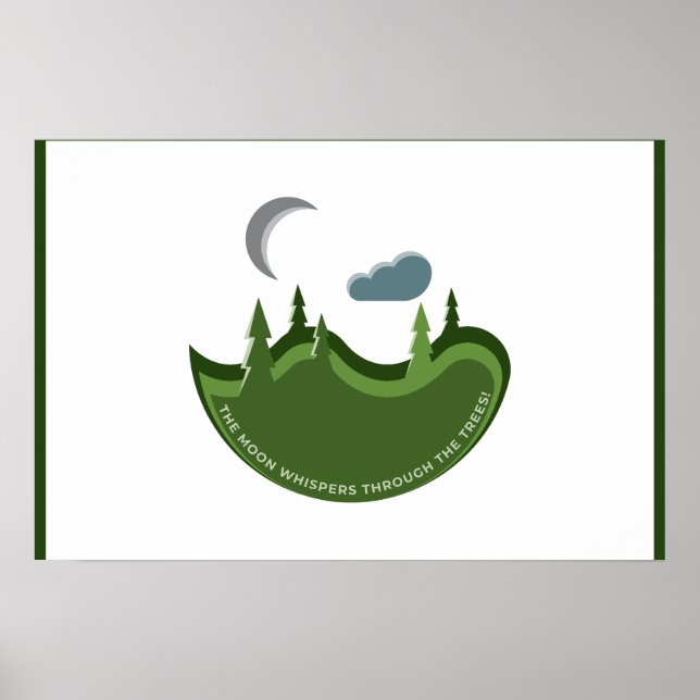 Green Forest In The Moonlight Illustration Poster (Front)