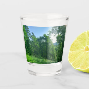 Green Forest Landscape Photography Shot Glass