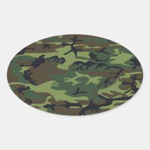 Green Forest Military Camo Oval Sticker