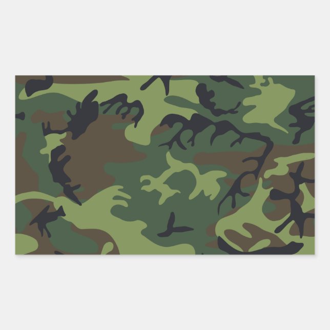 Green Forest Military Camo Rectangular Sticker (Front)