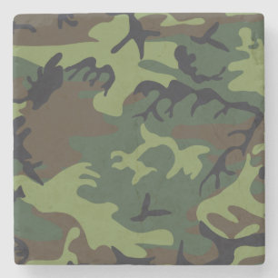 Green Forest Military Camo Stone Coaster