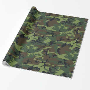 Green Forest Military Camo Wrapping Paper
