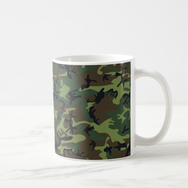 Green Forest Military Camouflage Pattern Coffee Mug (Right)