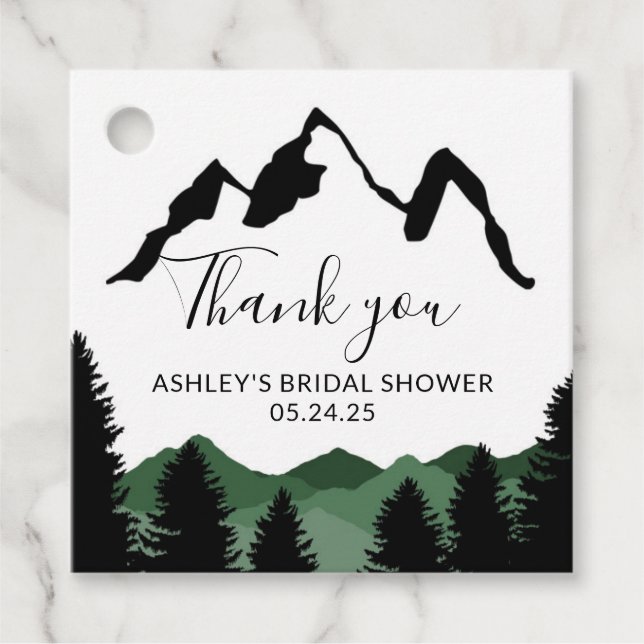 Green Forest Mountains Favour Tag (Front)