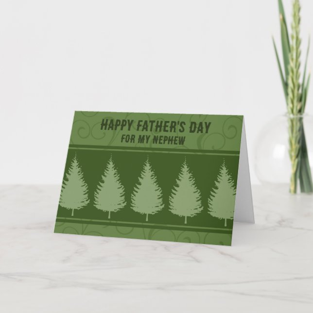 Green Forest Nephew Happy Father's Day Card (Front)